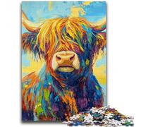 Jigsaw Puzzles for Adults 1000 Piece Puzzle Highland Cattle Oil Painting Help The Brain Exercise Addictive Toys to Cultivate Patience Perfect Decoration 50x75cm