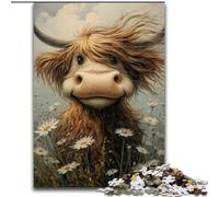 Jigsaw Puzzles for Adults 1000 Piece Puzzle Highland Cow, Analysis And Logic with Fully Interlocking Randomly Shaped Pieces for And Age 14 Years Up (Size 50x75cm)