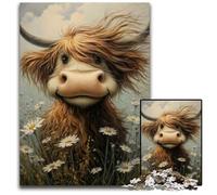 Jigsaw Puzzles for Adults 1000 Piece Puzzle Highland Cow Puzzle Educational Challenge, Deal As Gifts for The Whole Family for 14+ 50X75CM