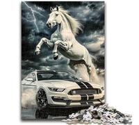 Jigsaw Puzzles for Adults 1000 Piece Puzzle Horse And Sports Car Stress Reliever Difficult Challenge Is Ideal As Gifts for The Whole Family 50x75cm
