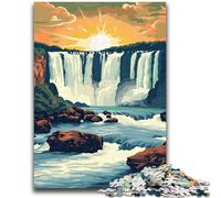 Jigsaw Puzzles for Adults 1000 Piece Puzzle Iguazu Falls Sunset Stress Reliever Difficult Challenge Is Ideal As Gifts for The Whole Family (size 38x26cm)