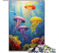 Jigsaw Puzzles for Adults 1000 Piece Puzzle Jellyfish Oil Painting, Educational Games Home Decoration Suitable for Desktop Decoration (Size 26x38cm)