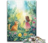 Jigsaw Puzzles for Adults 1000 Piece Puzzle Kitten And Girl Help The Brain Exercise Addictive Toys to Cultivate Patience Perfect Decoration 50x75cm