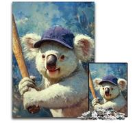 Jigsaw Puzzles for Adults 1000 Piece Puzzle Koala Playing Baseball Puzzle Learning Educational Toys,is Ideal As Gifts for The Whole Family for Ages 14+ 26X38CM