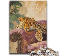 Jigsaw Puzzles for Adults 1000 Piece Puzzle Leopard on The Sofa for Ages 14 And over Fun Games Fun Activities at Home, Birthday Gifts, Travel Gifts 26x38cm