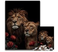 Jigsaw Puzzles for Adults 1000 Piece Puzzle Lion Couple Wooden Puzzles Stress Reliever Staycation Kill Time, A Work of Art for And Age 14 50X75CM