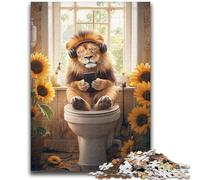 Jigsaw Puzzles for Adults 1000 Piece Puzzle Lion on The Toilet Stress Reliever Difficult Challenge Is Ideal As Gifts for The Whole Family 50x75cm