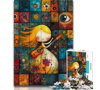Jigsaw Puzzles for Adults 1000 Piece Puzzle Little Girl Playing Guitar,Educational Family Game Wall Decoration Unique Birthday And Xmas Gifts 38x26cm