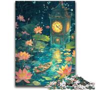 Jigsaw Puzzles for Adults 1000 Piece Puzzle Lotus Clock for And from 14 Years And over Play Toys Because It Is Ideal As A Gift for The Whole Family 50x75cm