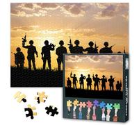 Jigsaw Puzzles for Adults 1000 Piece Puzzle Military Wall Art with American Soldiers Army Sunset Scene Home Office Decor Challenging Adult Activity 27.5x19.7 Inch