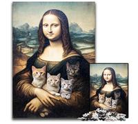 Jigsaw Puzzles for Adults 1000 Piece Puzzle Mona Lisa Kitten Wooden Jigsaw Puzzles for Home Decor, Family Fun, Ages 14+ 50X75CM