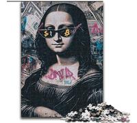 Jigsaw Puzzles for Adults 1000 Piece Puzzle Mona Lisa Wearing Sunglasses, Help The Brain Exercise Addictive Toys to Cultivate Patience Perfect Decoration (Size 26x38cm)