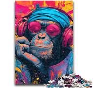 Jigsaw Puzzles for Adults 1000 Piece Puzzle Monkey Listening to Music for And from 14 Years And over Play Toys Because It Is Ideal As A Gift for The Whole Family 26x38cm