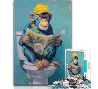 Jigsaw Puzzles for Adults 1000 Piece Puzzle Monkey Sitting on The Toilet,Stress Reliever Difficult Challenge Every Piece Is Unique - Challenging Family Fun Game 38X26CM