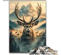 Jigsaw Puzzles for Adults 1000 Piece Puzzle Mountain Deer, Elephant Toy Intellectual Game Birthday Present, Gifts, Wall Art for Ages 14+ 26x38cm