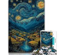 Jigsaw Puzzles for Adults 1000 Piece Puzzle Mountains Under The Night Sky,Stress Reliever Difficult Challenge Every Piece Is Unique - Challenging Family Fun Game (75x50cm)