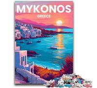Jigsaw Puzzles for Adults 1000 Piece Puzzle Mykonos Island Stress Reliever Difficult Challenge Is Ideal As Gifts for The Whole Family (size 38x26cm)