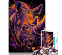 Jigsaw Puzzles for Adults 1000 Piece Puzzle Mysterious Rhino,Family Game Stress Reliever Difficult Challenge Enhance Love between Couples (38x26cm)