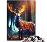 Jigsaw Puzzles for Adults 1000 Piece Puzzle Mystical Deer in Forest Stress Reliever Difficult Challenge Enhance Love between Couples 50x75cm