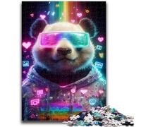 Jigsaw Puzzles for Adults 1000 Piece Puzzle Neon Panda for And from 14 Years And over Play Toys Because It Is Ideal As A Gift for The Whole Family 26x38cm