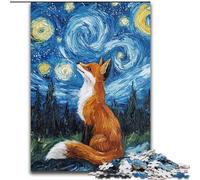 Jigsaw Puzzles for Adults 1000 Piece Puzzle Night Sky Fox Decompressing Intellectual Educational Toy Suitable for Couples for And Age 14 26x38cm