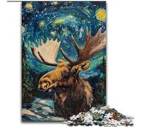 Jigsaw Puzzles for Adults 1000 Piece Puzzle Night Sky Moose, for Educational Game Challenge Toy Unique Home Decor And Gifts 26x38cm