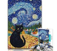 Jigsaw Puzzles for Adults 1000 Piece Puzzle Night Sky Night Sky Cat,Family Game Stress Reliever Difficult Challenge Enhance Love between Couples (38x26cm)