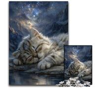 Jigsaw Puzzles for Adults 1000 Piece Puzzle Night Sky Sleeping Cat Puzzle Learning Educational Toys,is Ideal As Gifts for The Whole Family for Ages 14+ 26X38CM