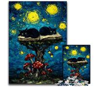 Jigsaw Puzzles for Adults 1000 Piece Puzzle Night Sky Van Gogh's Cat Cardboard Jigsaw Puzzles for Home Decor, Family Fun, Ages 14+ 26X38CM