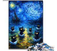 Jigsaw Puzzles for Adults 1000 Piece Puzzle Night Sky Van Gogh's Cat, Train Your Brain And Hands Unique Birthday And Gifts for Age 14+ (Size 50x75cm)