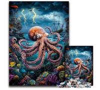 Jigsaw Puzzles for Adults 1000 Piece Puzzle Octopus in The Ocean Puzzle Games Toys Gift, Unique Birthday And Gifts for And Age 14 Years Up 50X75CM