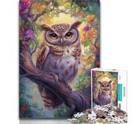 Jigsaw Puzzles for Adults 1000 Piece Puzzle Owl Standing on A Tree, Family Challenge Toys,Enhance Love between Couples for Ages 14+ 38x26cm