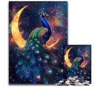 Jigsaw Puzzles for Adults 1000 Piece Puzzle Peacock Under The Moon Cardboard Jigsaw Puzzles Perfect for Christmas, Halloween, Easter, New Year 26X38CM