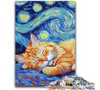 Jigsaw Puzzles for Adults 1000 Piece Puzzle Persian Cat Night Sky for And from 14 Years And over Play Toys Because It Is Ideal As A Gift for The Whole Family 26x38cm