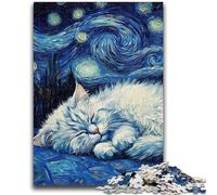 Jigsaw Puzzles for Adults 1000 Piece Puzzle Persian Cat Night Sky Help The Brain Exercise Addictive Toys to Cultivate Patience Perfect Decoration 26x38cm
