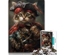 Jigsaw Puzzles for Adults 1000 Piece Puzzle Pirate Cat, Interesting Stress Reduction,for Home Decoration for And Age 14 38x26cm