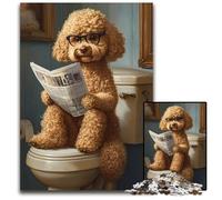 Jigsaw Puzzles for Adults 1000 Piece Puzzle Poodle on The Toilet Cardboard Jigsaw Puzzles Toys Gift Educational Intellectual Decompressing Fun Family Game 26X38CM