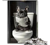Jigsaw Puzzles for Adults 1000 Piece Puzzle Pug Sitting on The Toilet, Toy Intellectual Game Enhance Love between Couples for Ages 14+ (Size 50x75cm)
