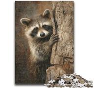 Jigsaw Puzzles for Adults 1000 Piece Puzzle Raccoon in A Tree Toys Educational Games Stress Relieving Suitable for Desktop Decoration 26x38cm