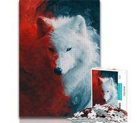 Jigsaw Puzzles for Adults 1000 Piece Puzzle Red And White Wolf,Educational Family Game Wall Decoration Unique Birthday And Xmas Gifts (75x50cm)