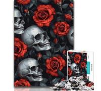 Jigsaw Puzzles for Adults 1000 Piece Puzzle Rose Skull,Help The Brain Exercise Addictive Toys to Cultivate Patience Artists Collection,Fine Art (75x50cm)