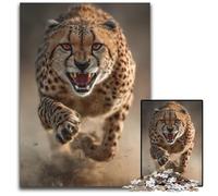 Jigsaw Puzzles for Adults 1000 Piece Puzzle Running Cheetah Wooden Jigsaw Puzzles Learning Educational Toys,is Ideal As Gifts for The Whole Family for Ages 14+ 50X75CM