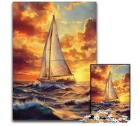 Jigsaw Puzzles for Adults 1000 Piece Puzzle Sailboat Sailing on The Sea Cardboard Puzzles for Home Decor, Family Fun, Ages 14+ 26X38CM