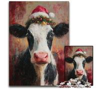 Jigsaw Puzzles for Adults 1000 Piece Puzzle Santa Hat Cow Cardboard Jigsaw Puzzles Learning Educational Toys,is Ideal As Gifts for The Whole Family for Ages 14+ 26X38CM