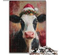 Jigsaw Puzzles for Adults 1000 Piece Puzzle Santa Hat Cow, Toys Educational Games Stress Relieving Unique Home Decor And Gifts (Size 50x75cm)