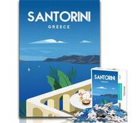 Jigsaw Puzzles for Adults 1000 Piece Puzzle Santorini Greece,Stress Reliever Difficult Challenge Every Piece Is Unique - Challenging Family Fun Game (75x50cm)