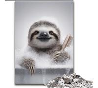 Jigsaw Puzzles for Adults 1000 Piece Puzzle Sloth Taking A Bath, Toy Intellectual Game Enhance Love between Couples for Ages 14+ (Size 50x75cm)