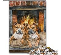 Jigsaw Puzzles for Adults 1000 Piece Puzzle Staffordshire Bull Terrier Roasting Fire, for 14+ Challenging Game As A Gift for The Whole Family And Friends (Size 50x75cm)