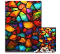 Jigsaw Puzzles for Adults 1000 Piece Puzzle Stained Glass Stones Wooden Jigsaw Puzzles for Home Decor, Family Fun, Ages 14+ 50X75CM
