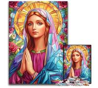 Jigsaw Puzzles for Adults 1000 Piece Puzzle Stained Glass Virgin Mary Puzzle Learning Educational Toys,is Ideal As Gifts for The Whole Family for Ages 14+ 50X75CM